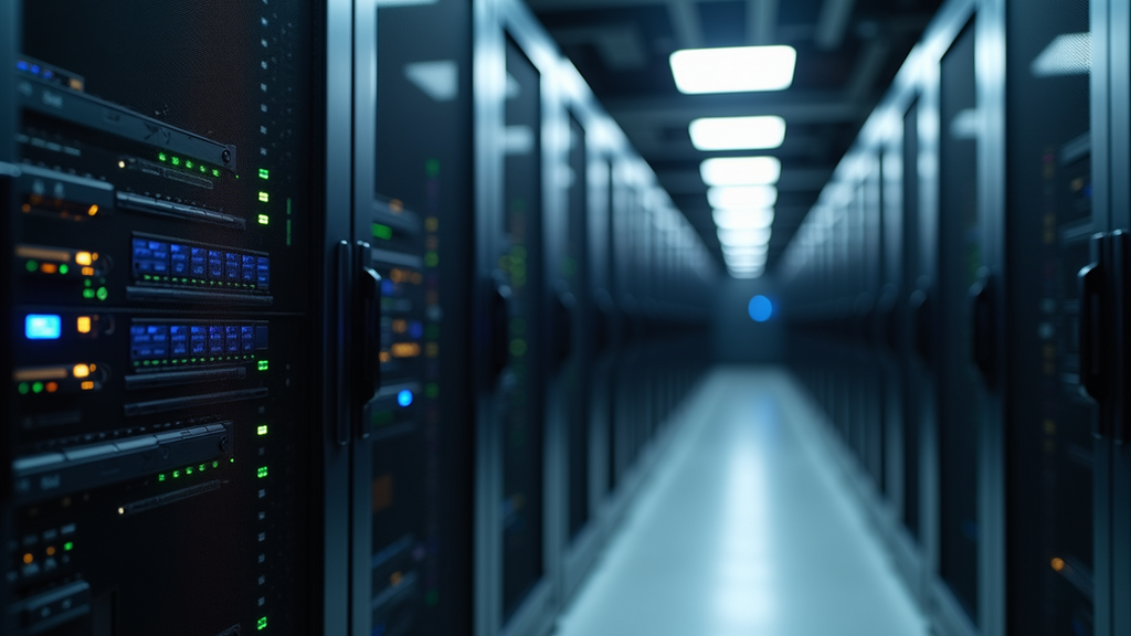Close-up view of server hardware in a data center