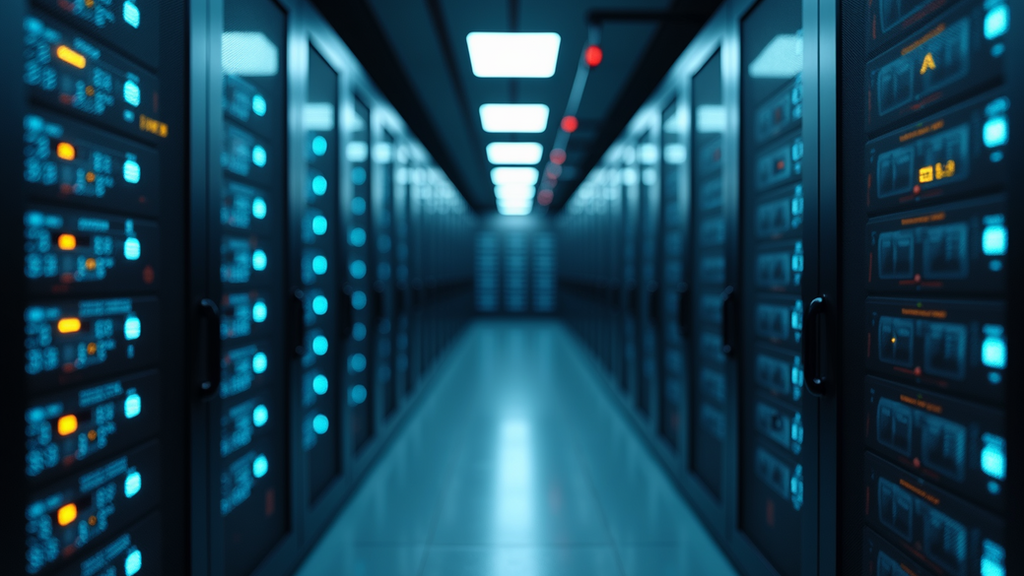 Close-up view of a secure data center