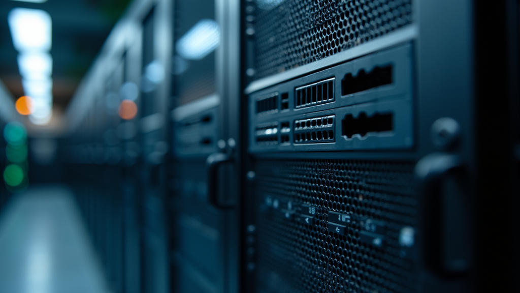 Close-up view of a server firewall device