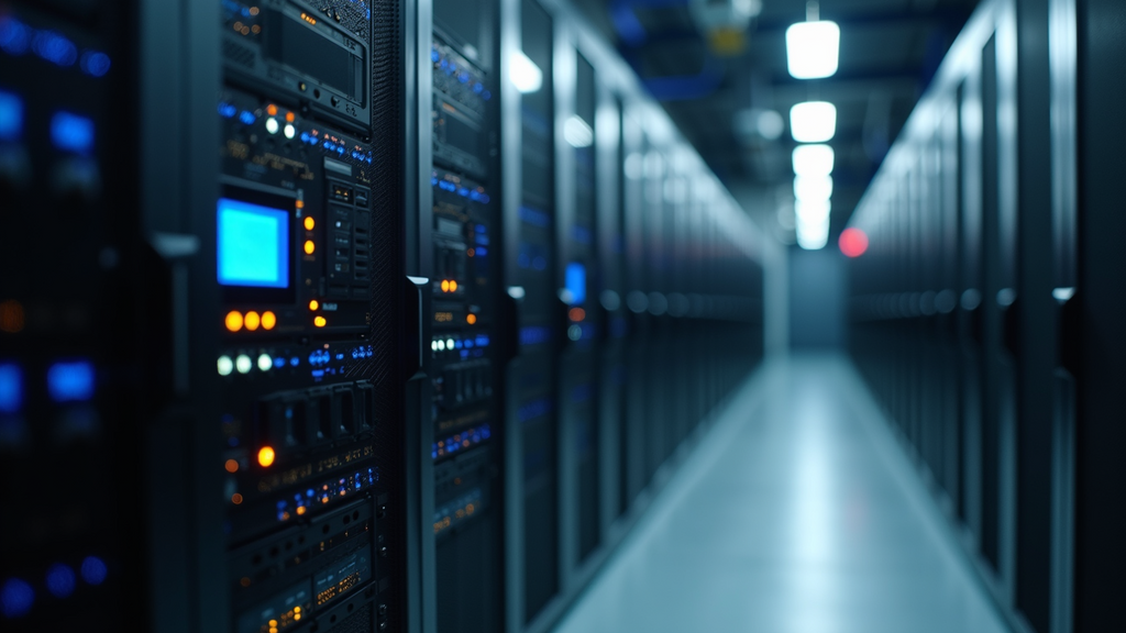 Eye-level view of a secure server setup in a corporate environment