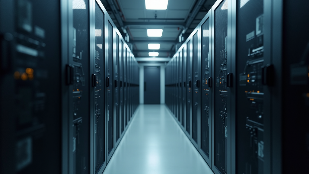 Close-up view of a server room filled with IT equipment